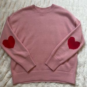 Jillian Harris x Joe Fresh Pink Sweater with Red Hearts on the Elbows ❤️